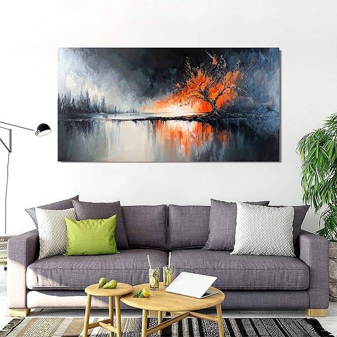 Large Wall Art Decor Black and White Canvas Wall Art Prints Modern Tree of Life Wall Art Abstract Canvas Art Wall Decor Canvas Pictures for Living Room Artwork for Walls Home Office Decor 29" X 58"