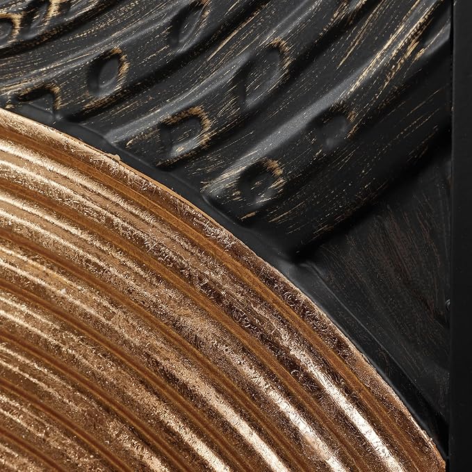 LuxenHome Set of 2 Wall Art, Modern Earth Tone Circles Abstract Rectangular Metal Wall Decor Set Luxury Handmade Wall Art Dector with Frame for Living Room, Home, Office Decorative