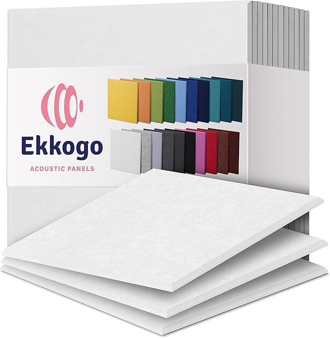 Acoustic Panels 12-Pack Soundproof Wall Panels 12"X12"X0.4" Sound Panels High Density Sound Dampening Panels - [White Square]