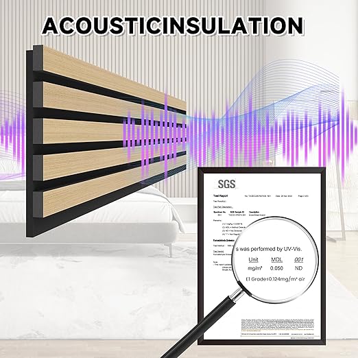 4 Pack Wood Slat Wall Wood Paneling,95 x 8 in Soundpoof Wooden Engineered Wooden Slat Wall Panels,Stylish Acoustic Wall Panels for Interior Walls Decor with Felt Backing,Natural