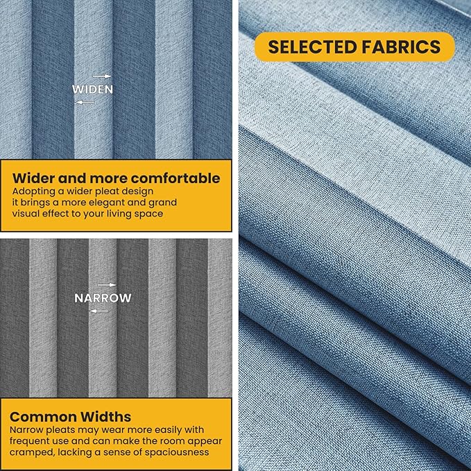 100% Blackout Privacy Room Divider Curtains Thermal Blackout Curtain for Patio Door, Include Ceiling Curtain Track, Bedroom Partition and Shared Office Space(Blue, W100 x L108, 1 Pack)