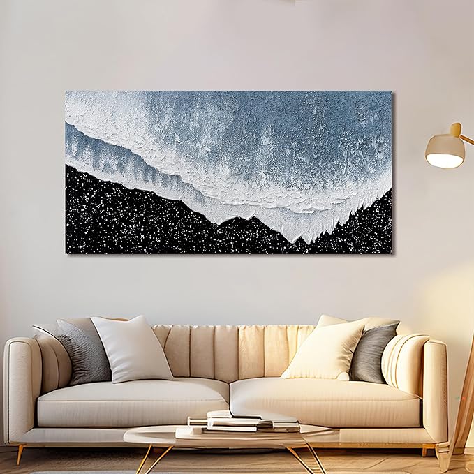 KUPTEU Canvas Wall Art Decor Modern Canvas Wall Art For Living Room Large Beach Wall Art Prints Artwork for Walls Black and White Wall Art Decor Bedroom Office Kitchen Wall Decor 24" x 48"