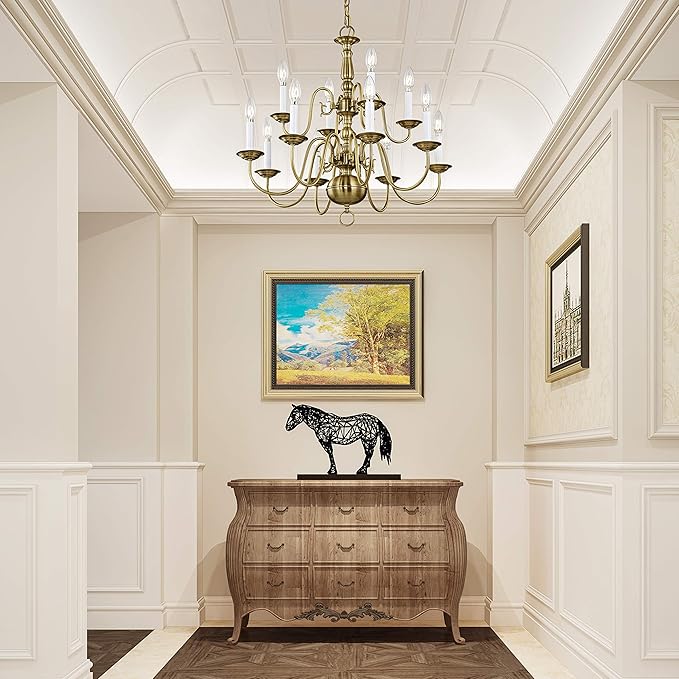 Livex Lighting 5012-01 Williamsburgh 12 Light Two Tier (8+4) Chandelier, Antique Brass