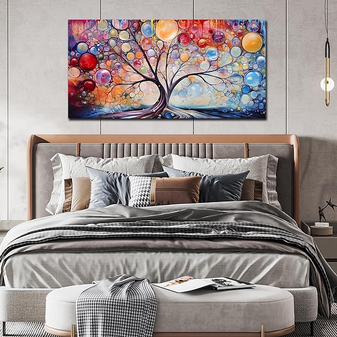 Modern Wall Art for Living Room Large Size - Tree Canvas Wall Art for Girls Bedroom Ready to Hang Size 24" x 48"