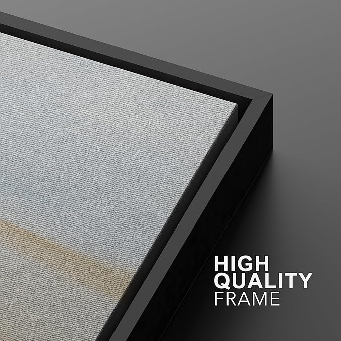 MUDECOR Framed Wall Art Print Set Minimalist Coastal Horizon in Soft Blue and Sand Colors Illustrations Modern Art Boho Decorative Chic for Living Room, Bedroom, Office - 16"x24"x3 Black