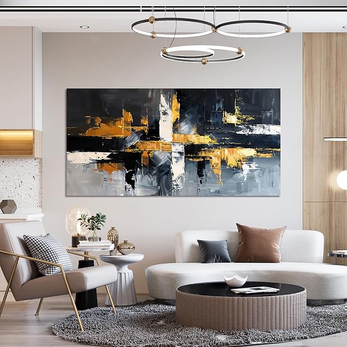 Abstract Canvas Wall Art Decor Modern Wall Art for Living Room Black and White Wall Art Prints Gold Artwork for Walls Modern Abstract Art Abstract Canvas Art Wall Decor Bedroom Office Decor 20" X 40"
