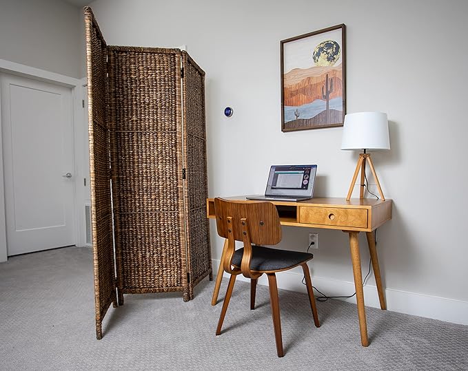 BIRDROCK HOME 3 Panel Seagrass Room Divider - Brown Wash - Folding Sections - Partition Screen - Hand Woven Abaca - Home Decor