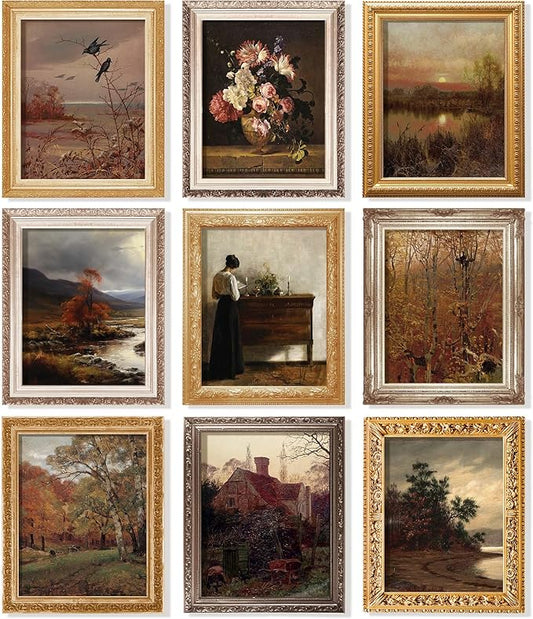 97 Decor Vintage Wall Art Decor - Vintage Fall Prints, Rustic Farmhouse Wall Decor, Neutral Autumn Landscape Pictures French Country Posters For Home Bedroom Living Room Decorations (8x10 Unframed)