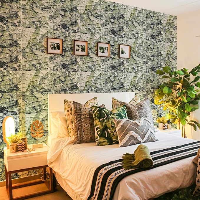 33 Pack 3D Wall Panels for Interior Wall Decor, 12''x12'' Ice Green Marble Effect Accent Textured Wall Panels, Wall Covering Panles for Living Room, Gaming Room, TV Background, Cover 32 Sq.Ft