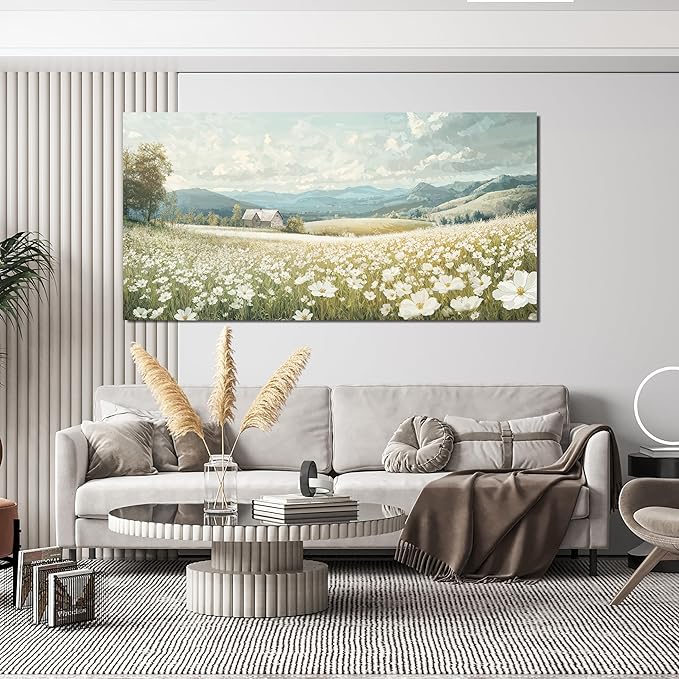 Large Canvas Wall Art Decor Wall Art Pictures for Living Room Canvas Art Wall Decor Green White Nature Wall Art Prints Artwork for Walls Vintage Landscape Wall Art Decor Home Office Decor 24" X 48"