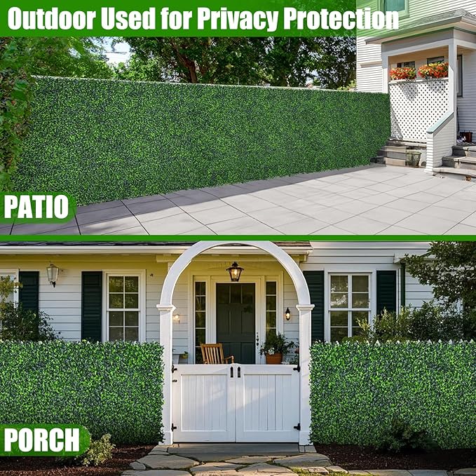 Artificial Boxwood Roll,60x120 in(50 sqft) UV-Anti Faux Ivy Grass Wall Backdrop for Balcony Privacy, Fake Grennery Wall Decor for Garden, Patio, Backyard