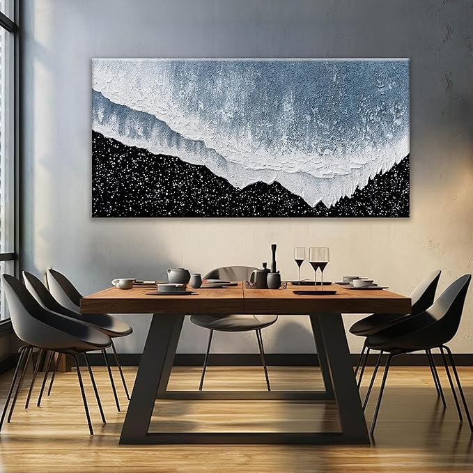 Canvas Wall Art Decor Large Modern Canvas Wall Art For Living Room Blue Beach Wall Art Prints Abstract Art Black and White Wall Art Decor Large Art Work For Bedroom Office Kitchen Wall Decor 29 "x58 "