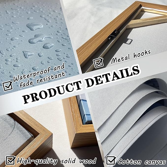 Mofutinpo Coastal Beach Wall Art,Large Purple Flower Landscape Canvas Wall Art for Living Room & Bedroom Decor, Framed Blue Beach Pictures & Paintings for Walls,Ocean Artwork for Home & Office 29x58IN