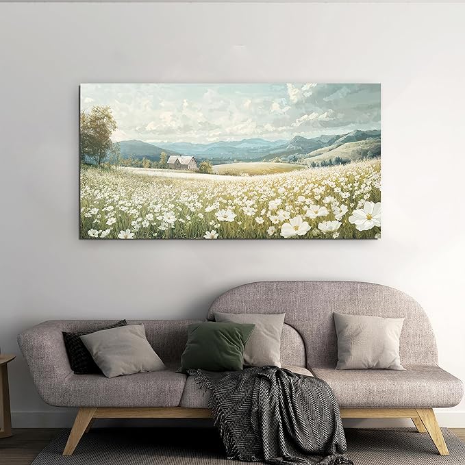 Canvas Wall Art Decor Wall Art Pictures for Living Room Canvas Art Wall Decor Green White Nature Wall Art Prints Artwork for Walls Vintage Landscape Wall Art Decorations Home Office Decor 20" X 40"