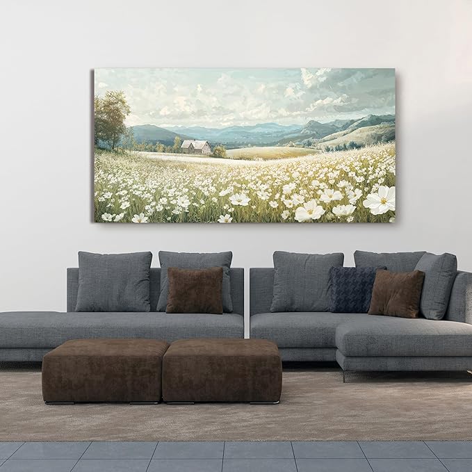 Large Canvas Wall Art Decor Wall Art Pictures for Living Room Canvas Art Wall Decor Green White Nature Wall Art Prints Artwork for Walls Vintage Landscape Wall Art Decor Home Office Decor 24" X 48"