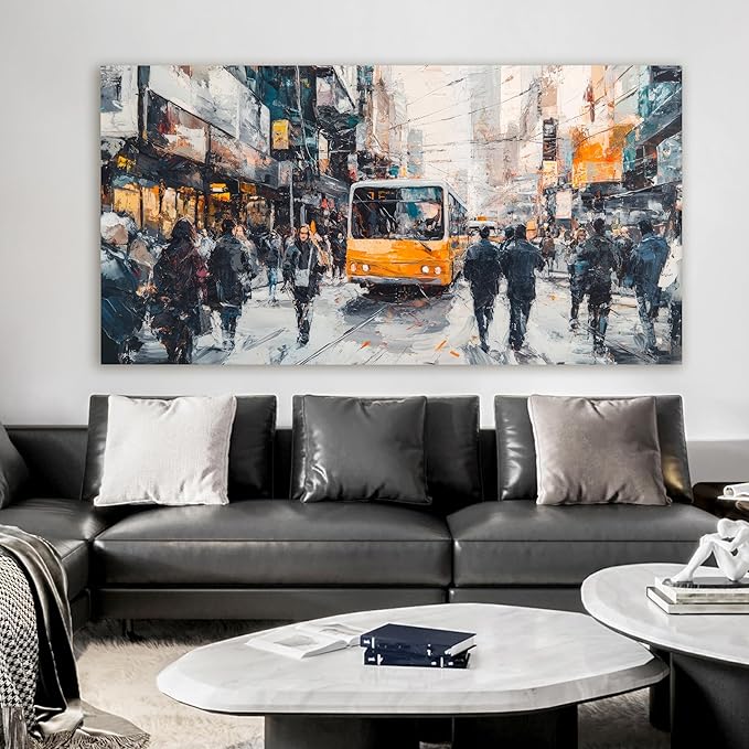 AIXMGSJS Canvas Wall Art Decor Large Wall Art for Living Room Modern Oversized Wall Art Prints Abstract Canvas Art Wall Decor City Life Pictures Decorations Artwork for Walls Home Room Decor 29"X58"