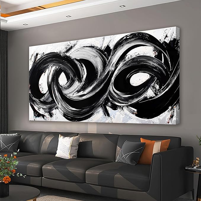 Canvas Wall Art Decor Wall Art Pictures for Living Room Artwork for Walls Abstract Black and White Wall Art Prints Abstract Canvas Art Wall Decorations Bedroom Home Aesthetic Wall Art Decor 20" X 40"