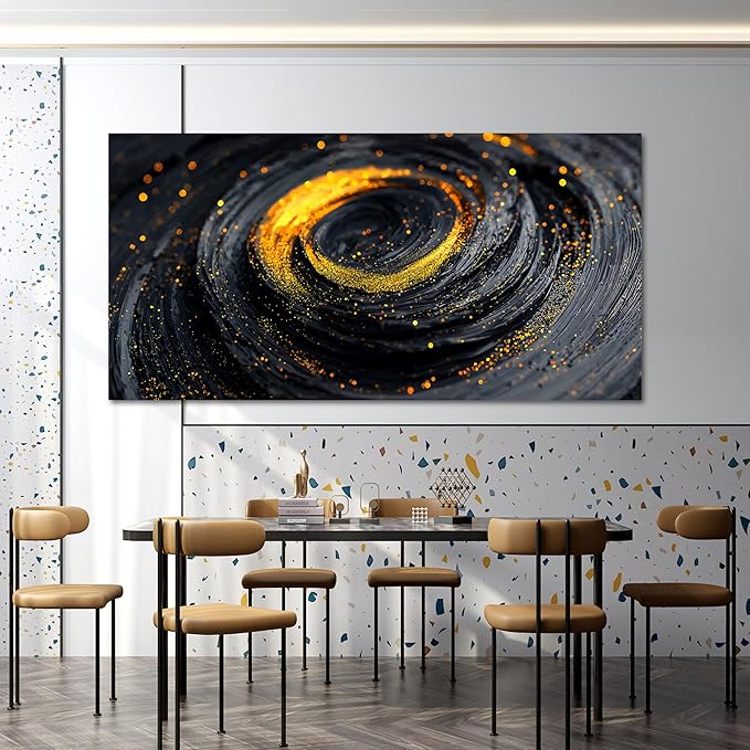 Abstract Wall Art Decor Wall Art Pictures for Living Room Abstract Canvas Art Wall Decor Large Black Gold Wall Art Prints Minimalist Oversized Modern Wall Art Artwork for Walls Office Home Decor 29" X 58"