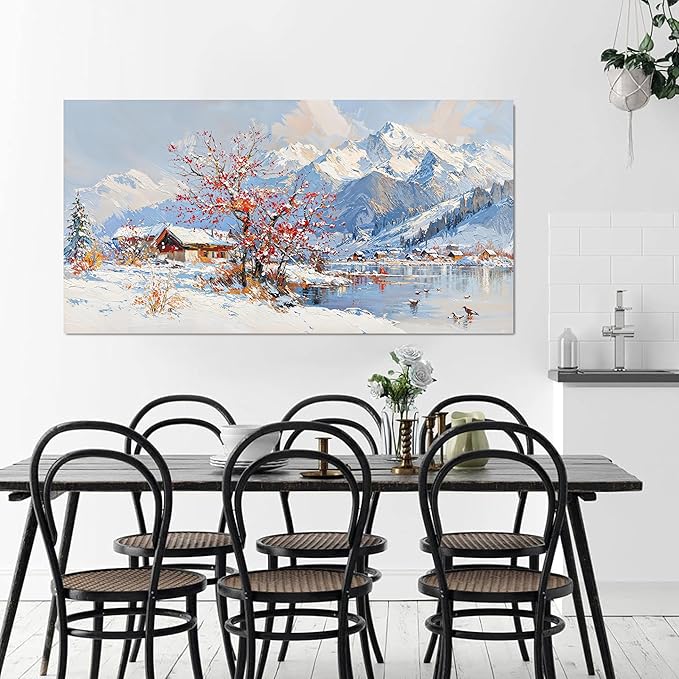 Canvas Wall Art Prints Vintage Wall Art Pictures for Living Room Landscape Farmhouse Wall Art Decorations Canvas Art Wall Decor Red Tree Flower Artwork For Walls Bedroom Office Home Decor 20" X 40"