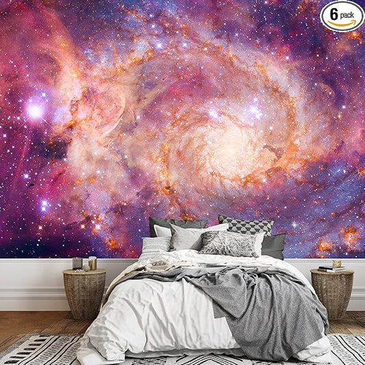 wall26 Removable Wall Sticker/Wall Mural Purple Star Spiral Galaxy Space & Astronomy Fantasy & Sci-Fi Digital Art Modern Art Global Landscape Decorative for Living Room, Bedroom, Office - 100"x144"