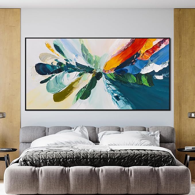 Canvas Wall Art Decor Large Framed Wall Art Prints Wall Art Pictures For Living Room Blue White Wall Art Decorations Canvas Abstract Art Wall Decor Artwork for Walls Bedroom Office Decor 29" x 58"