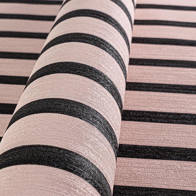 A.S. Création Non-Woven Wallpaper with Wall Panel Motif 0,53 x 10,05 m - Pink Black - Wood Look Wallpaper Made in Germany - 786281