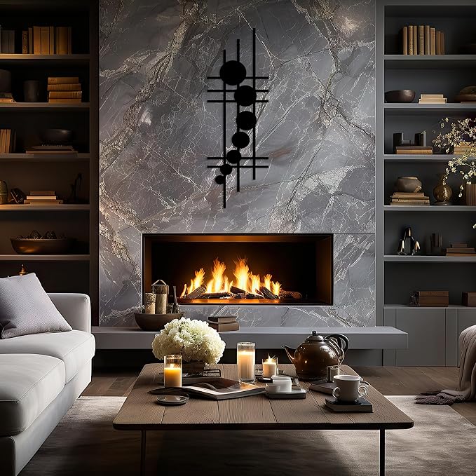 Modern Geometric Abstract Metal Wall Art, Mid-Century Modern Wall Decor, Geometric Wave Artwork, Large Wall Sculpture for Home, Layered Metal Wall Decoration, Housewarming Gift