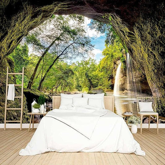 3D Space Cave Landscape Wallpaper Peel and Stick Wall Mural for Bedroom Living Room - 58"x86"