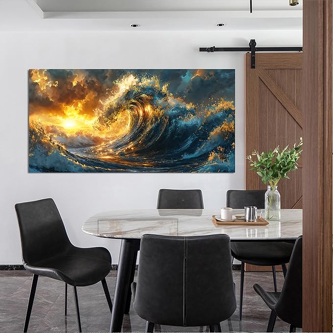 Canvas Wall Art Decor Sunshine Wave Canvas Wall Art Pictures For Living Room Decor Gold Modern Abstract Aesthetics Wall Art Decor Canvas Prints Artwork For Bedroom Office Wall Decor 20 X 40 Inch