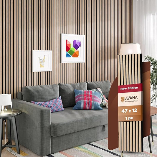 Avana Acoustic Wood Wall Panels – 47.2 X 12.6 Inch White Oak Acoustic Panels 1 PC – Wall Panels For Interior Wall Decor For Homes, Offices, Studios – Modern Sturdy And Durable Wood Panels For Wall