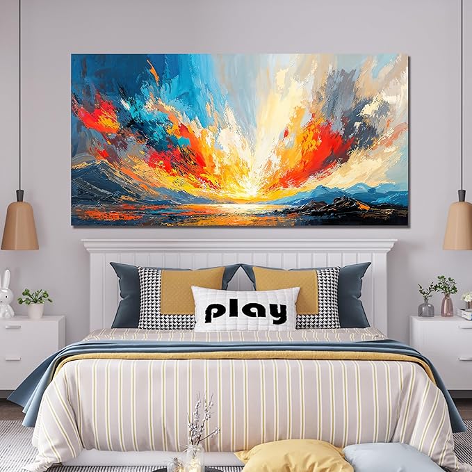 Canvas Wall Art Decor Large Wall Pictures for Living Room Abstract Canvas Art Wall Decor Coastal Landscape Wall Art Large Artwork for Walls Modern Wall Art Prints Bedroom Office Wall Art Decor 29" X 58"