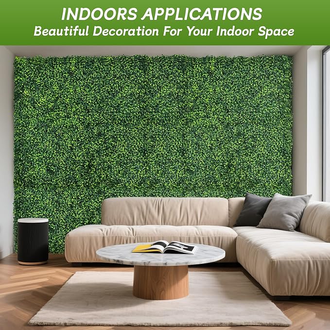 Artificial Grass Wall Panels 40"x120" (33.33 sqft) - UV Protected Privacy Fence Screen, Hedge Green Wall Decor Backdrop，Realistic Fake Grass Backdrop for Indoor Weddings & Outdoor Gardens