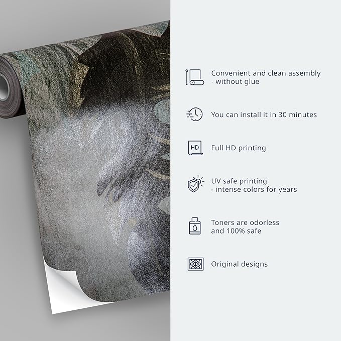 artgeist Wall Mural Faux Cement 173x124 in - Peel and Stick Self-Adhesive Wallpaper Removable Large Sticker Foil Wall Decor Print Design Mural Abstract Grey Silver f-A-10118-a-c