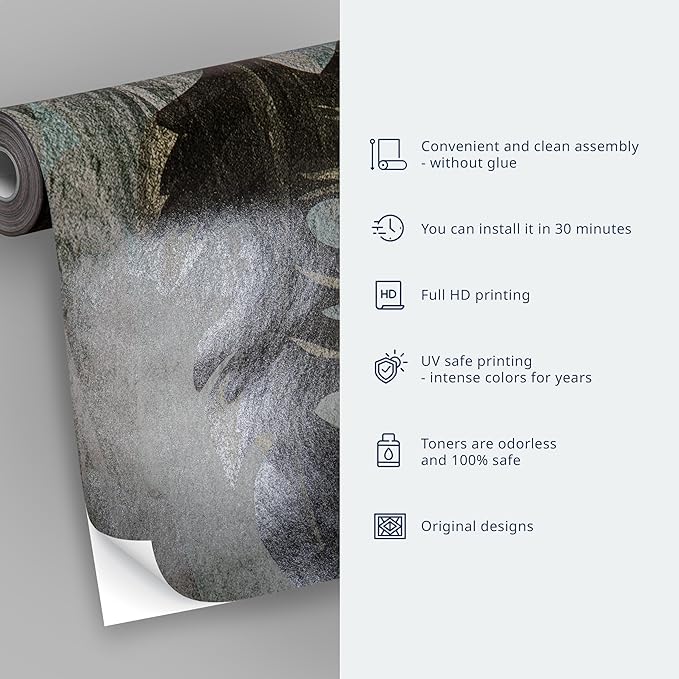 artgeist Wall Mural Faux Cement 154x110 in - Peel and Stick Self-Adhesive Wallpaper Removable Large Sticker Foil Wall Decor Print Design Mural Abstract Grey Silver f-A-10118-a-c