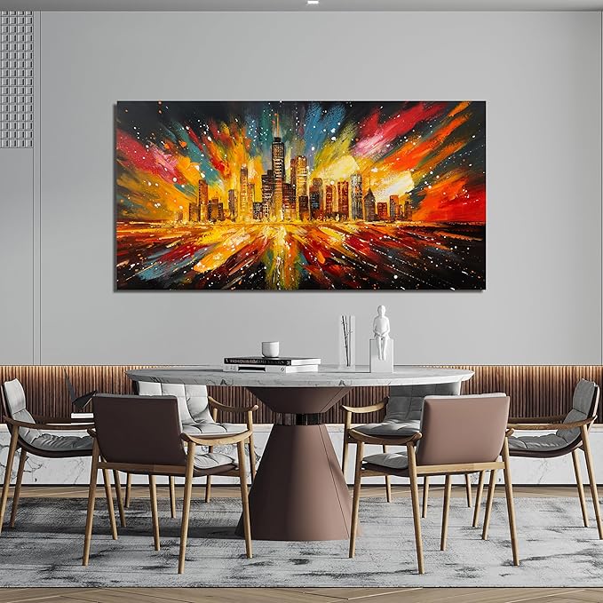 Canvas Wall Art Decor Large Wall Art Pictures for Living Room Canvas Art Wall Decor Modern Abstract Wall Art Prints Large Artwork for Walls Colorful City Wall Art Bedroom Office Decor 24" X 48"