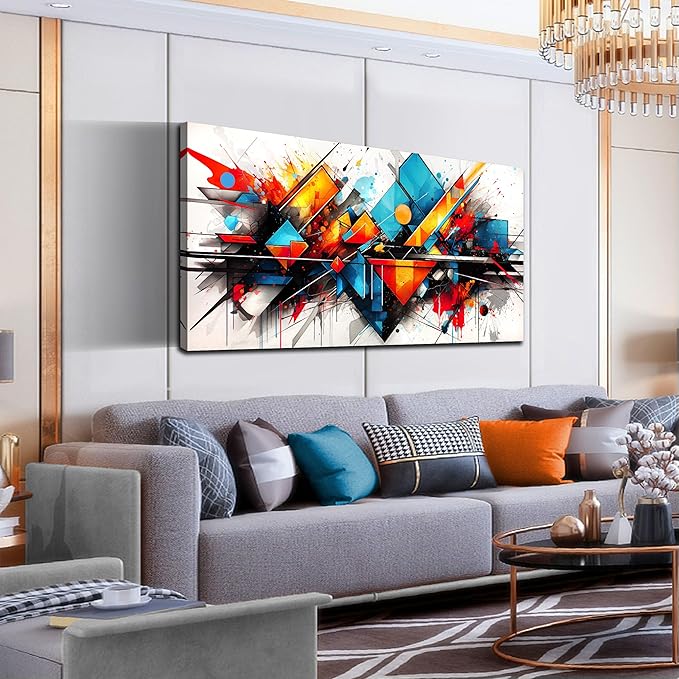 CIRABKY Abstract Wall-Art for Living Room - Abstract Pictures Wall Decor - Colorful Bedroom Canvas Wall Art Ready to Hang Size 24" x 48"