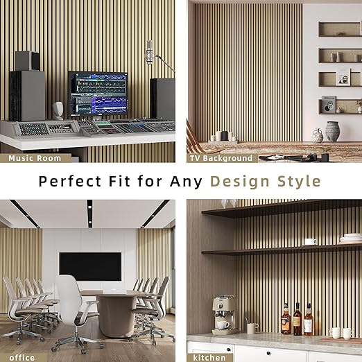 Casaphoria Acoustic Wall Panels, 2 PCS 47.2"x23.6", 3D Soundproof Wall Panels, Wood Slat Wall Panels for Home Office & Accent Walls, Oak