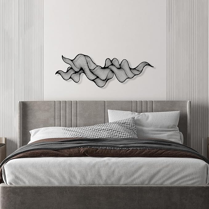 Abstract Metal Wall Art, Modern Wall Decor, Minimalist Line Sculpture, Geometric Wave Artwork, Large Mid Century Wall Hanging, Luxury Style Sculpture, Creative Home and Office Wall Sign, Gift for Home