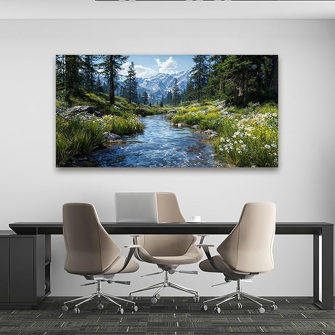Large Canvas Wall Art Decor Nature Landscape Wall Art Prints Artwork For Walls Green Botanical Wall Art Decorations Wall Art Pictures For Living Room Canvas Art Wall Decor 24"X48" Bedroom Office Decor