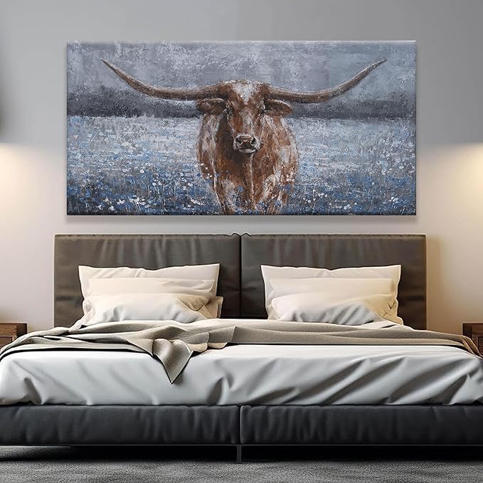 KUPTEU Canvas Wall Art Decor Large Canvas Wall Art For Living Room Highland Cow Wall Art Decor Artwork Oversized Wall Art Prints Wall Decorations for Bedroom Office Kitchen Home Wall Decor 30" x 60"