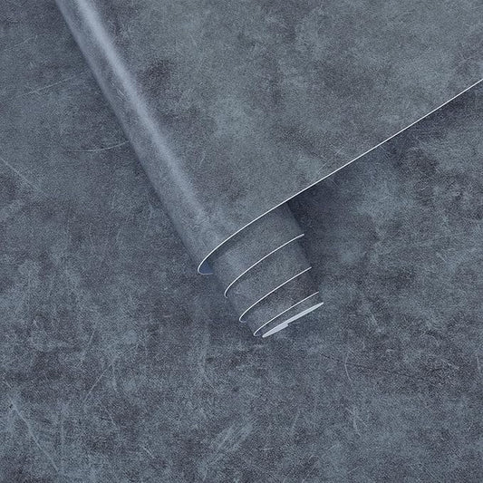 16"×118" Thick Dark Blue Grey Concrete Wallpaper Peel and Stick Waterproof Glossy Textured Gray Concrete Contact Paper Vinyl Wrap Self Adhesive Cement Tile Sticker for Countertops Kitchen Walls