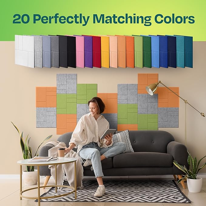 Acoustic Panels 12-Pack Soundproof Wall Panels 12"x12"x0.4" Decorative Sound Dampening for Your Home, Office, Studio, Bedroom & More with Unique GridFrame Carving [Smoky White]