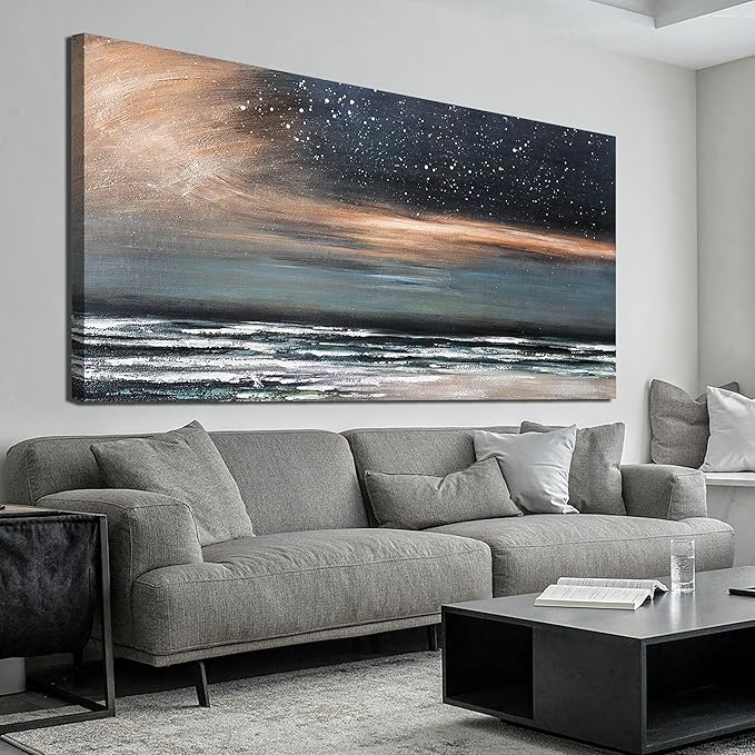 Canvas Wall Art Decor Artwork for Walls Coastal Beach Wall Art Decorations Canvas Modern Art Wall Decor Nature Starry Night Wall Art Prints Art Work for Home Office Kitchen Wall Decor 20"X40"