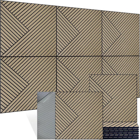 Acoustic Panels, 6 Pack 23.6" x 23.6"x 0.4" Soundproof Wall Panels, Decorative Acoustic Wall Panels, Self-Adhesive Sound Absorbing Panels for Home, Office, Studio, PVC Film Surface (A)