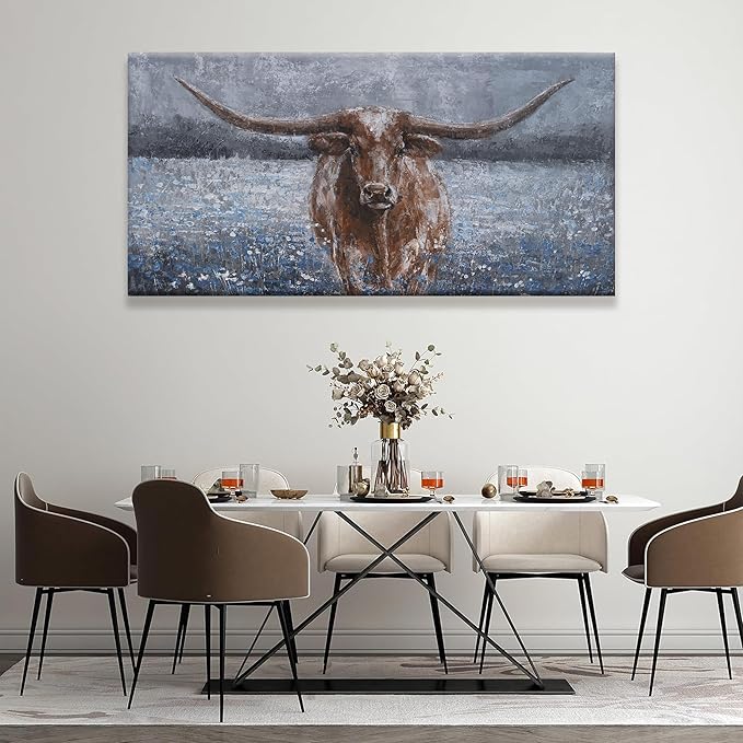 KUPTEU Canvas Wall Art Decor Large Canvas Wall Art For Living Room Highland Cow Wall Art Decor Artwork Oversized Wall Art Prints Wall Decorations for Bedroom Office Kitchen Home Wall Decor 30" x 60"