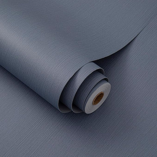 24"x393" Navy Blue Grasscloth Peel and Stick Fabric Textured Contact Paper Linen Popular Wallpaper Vintage Matte Frosted Waterproof Flax Wallpaper for Bedroom Bathroom Kitchen (Dark Blue)