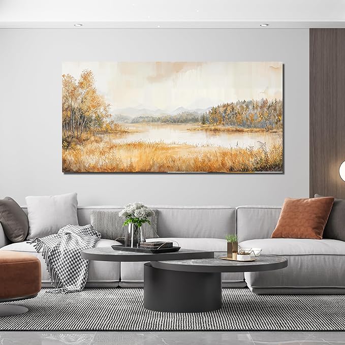 KUPTEU Canvas Wall Art Decor Large Wall Art Pictures for Living Room Coastal Landscape Wall Art Prints Art Work for Wall Decorations Artwork for Walls Bedroom Home Aesthetic Art Decor 24" X 48"