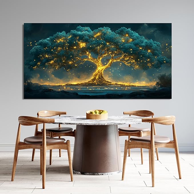 Canvas Wall Art Decor Green Botanical Wall Art Decor Canvas Art Wall Decor Modern Large Tree of Life Wall Art for Living Room Oversized Wall Art Prints Artwork for Walls Home Office Wall Decor 39"X78"