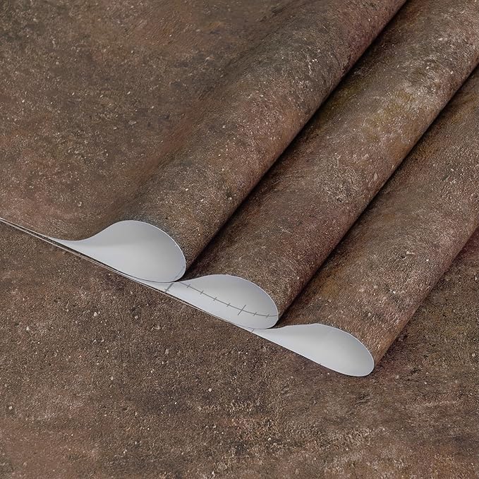 32x78inch Wide Concrete Wallpaper Peel and Stick Retro Brick Red Granite Countertop Contact Paper Brown Stone Wall Paper Matte Thicken Bubble-Free Design Waterproof Self-Adhesive Vinyl Wall Stickers