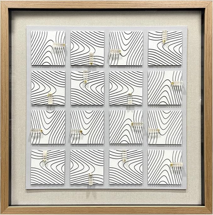 LIUZEYUE - Modern 3D three-dimensional relief, artificial crystal, gold foil art, living room, office room wall decoration 31.5"x31.5" white